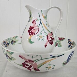 Vintage Royal Tara Florence Fine Bone China Pitcher/Basin Set Perfect Condition